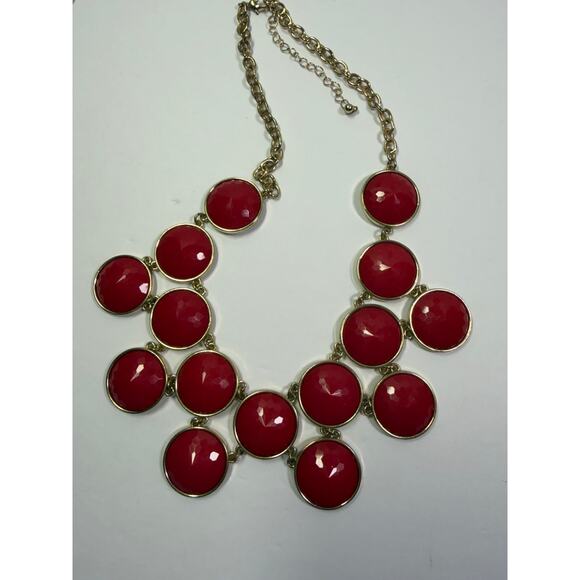 3 holiday red statement bib flower floral bling enamel necklaces bundle lot - Picture 11 of 13